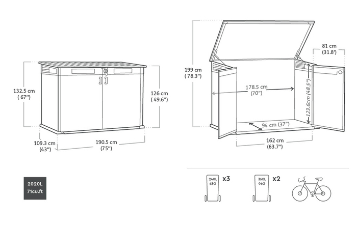 Keter opbevaringsskur Cortina Mega – 2020L